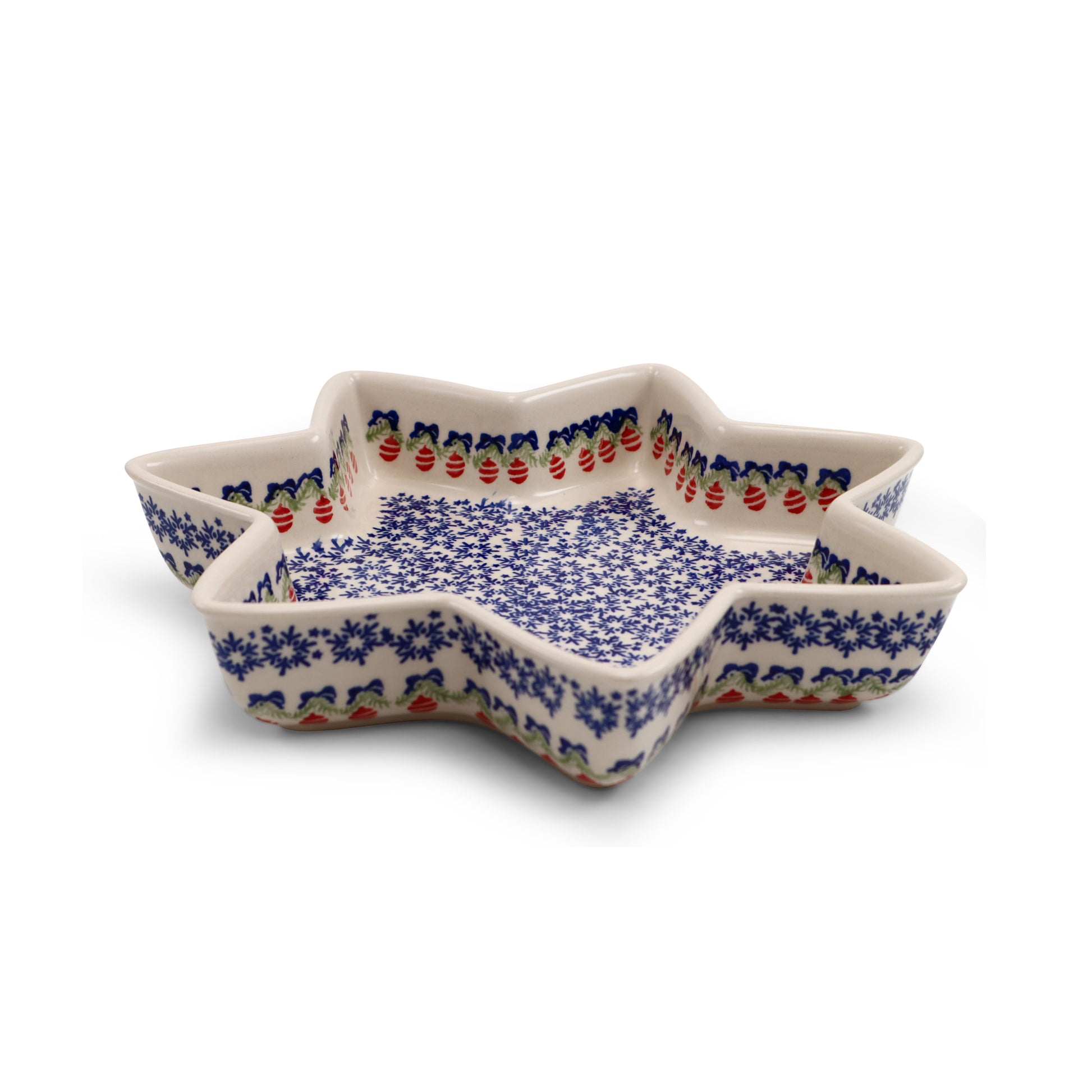 10" Large Star Bowl. Pattern: Festive Ornament