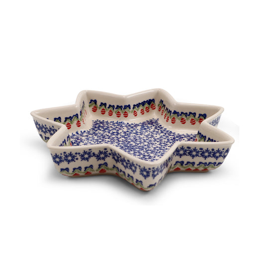 10" Large Star Bowl. Pattern: Festive Ornament