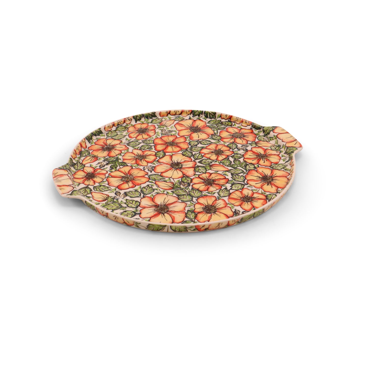 12" Pizza Plate. Pattern: Floral Flame