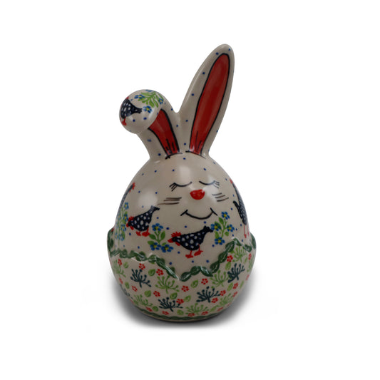 7"x4" Bunny in Egg Figurine .Pattern: Polish Chicken