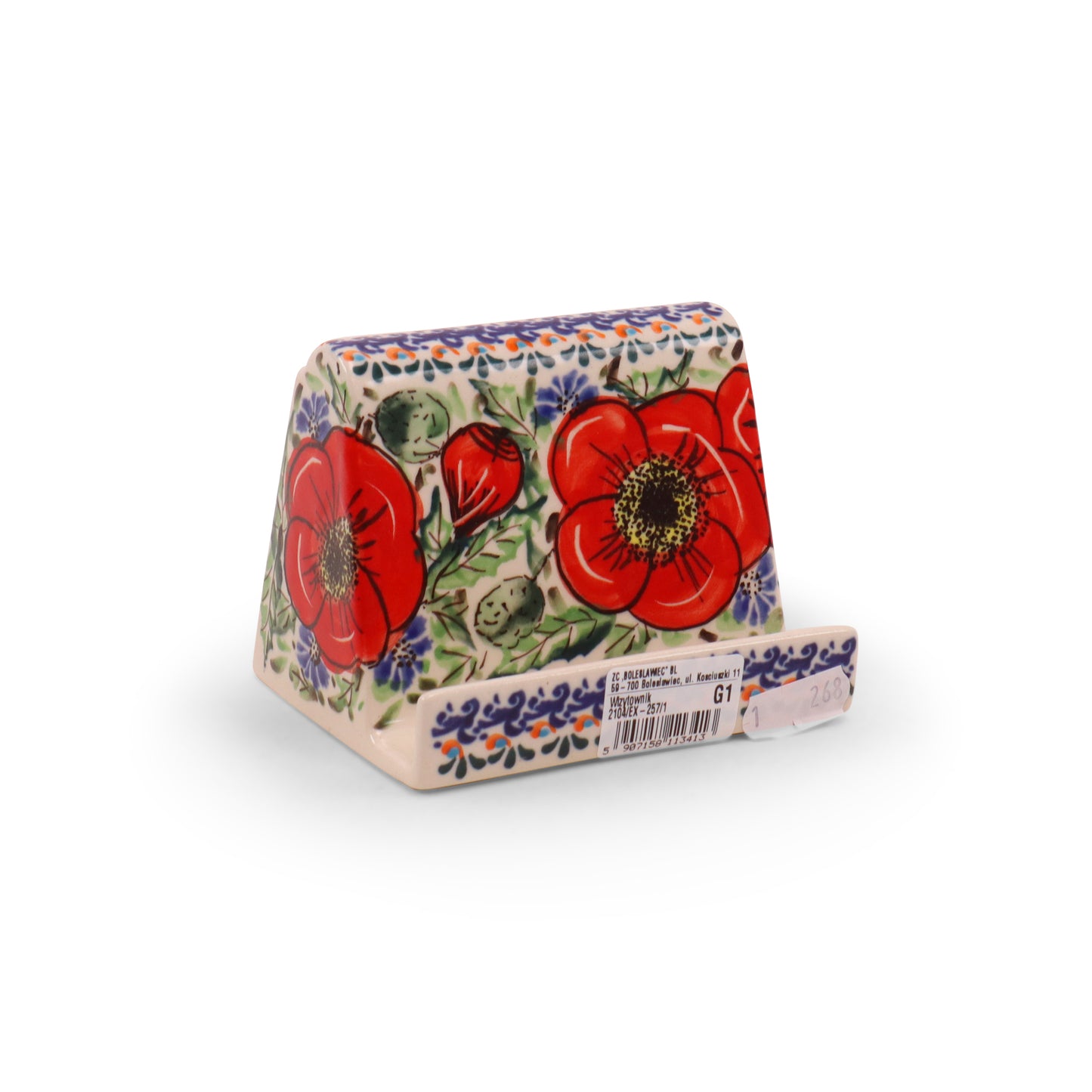 4"x3"x3" Card Holder. Pattern: Country Poppy