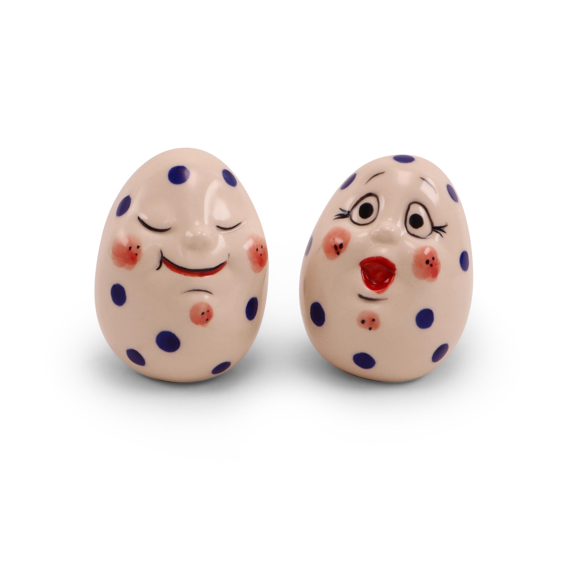 3" Egg Friend Figurine D Set of 2. Pattern: Dots