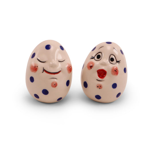 3" Egg Friend Figurine D Set of 2. Pattern: Dots
