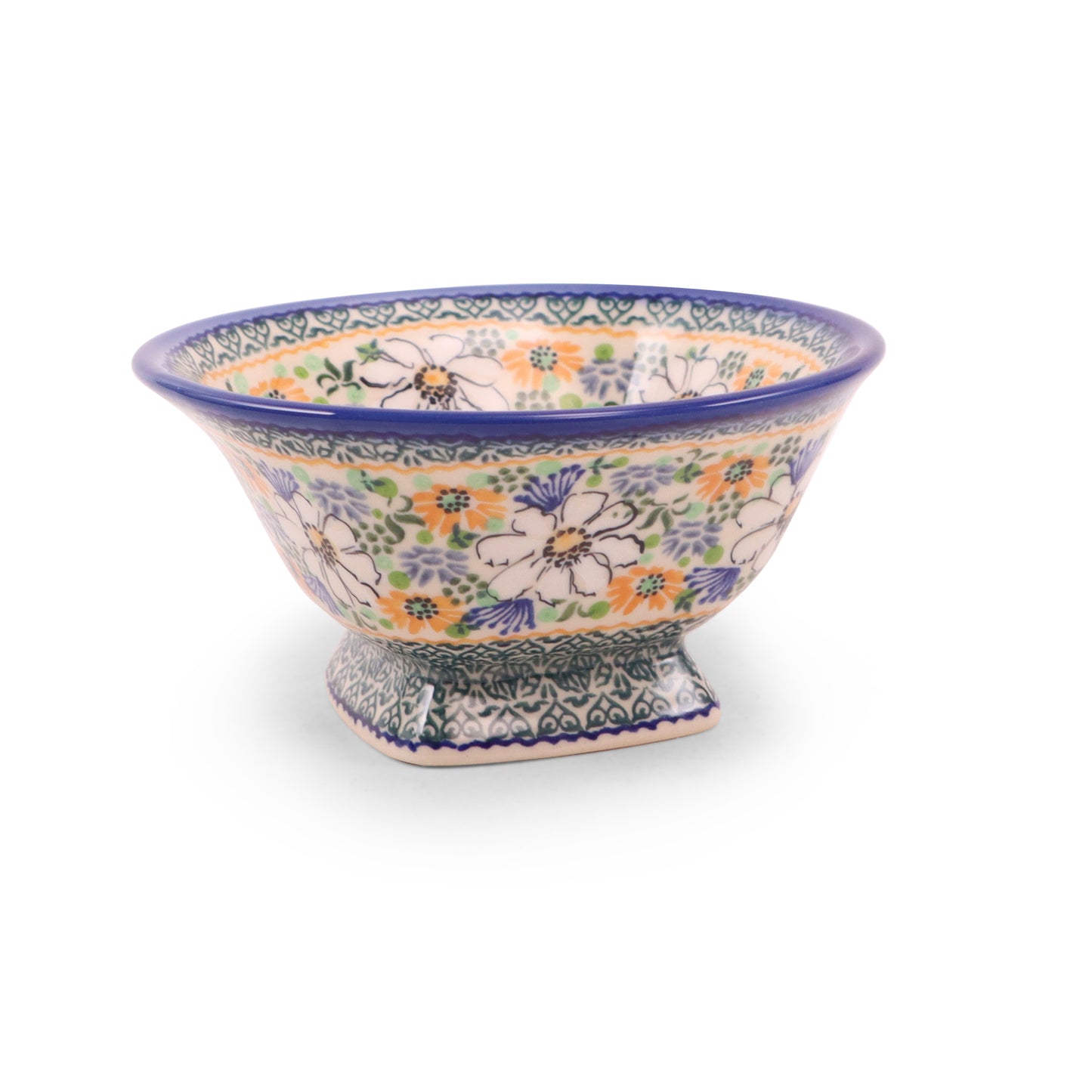 6" Pedestal Bowl. Pattern: Sweetest Blooms