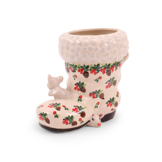 7"x8" Santa Claus Boot Figurine. Pattern: Pine Bunch