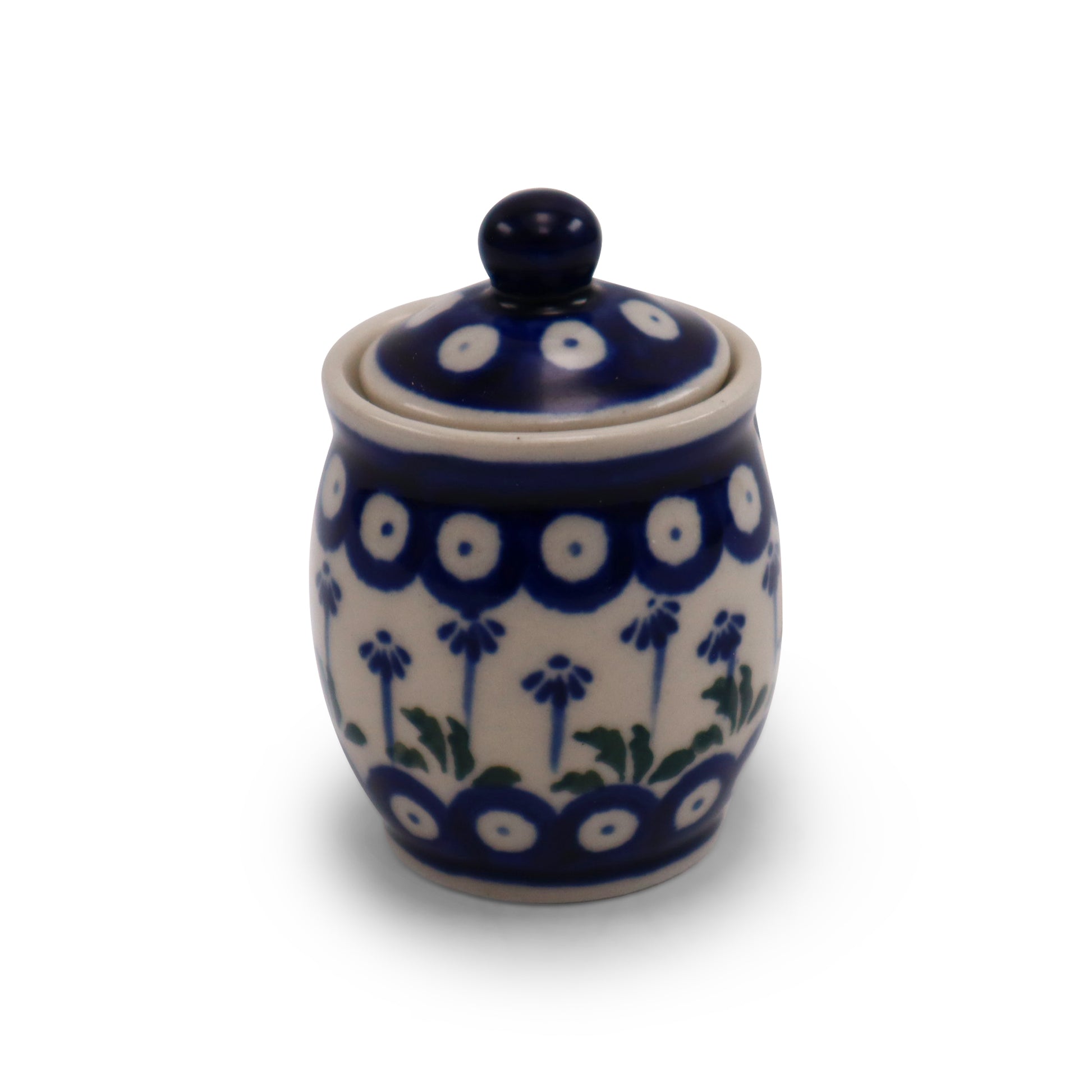 2"x1.5" Container.Pattern: Cobalt Susan