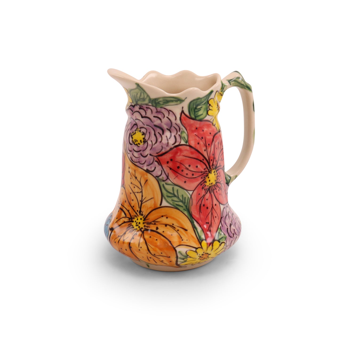 24oz Scalloped Pitcher. Pattern:Sea of Color