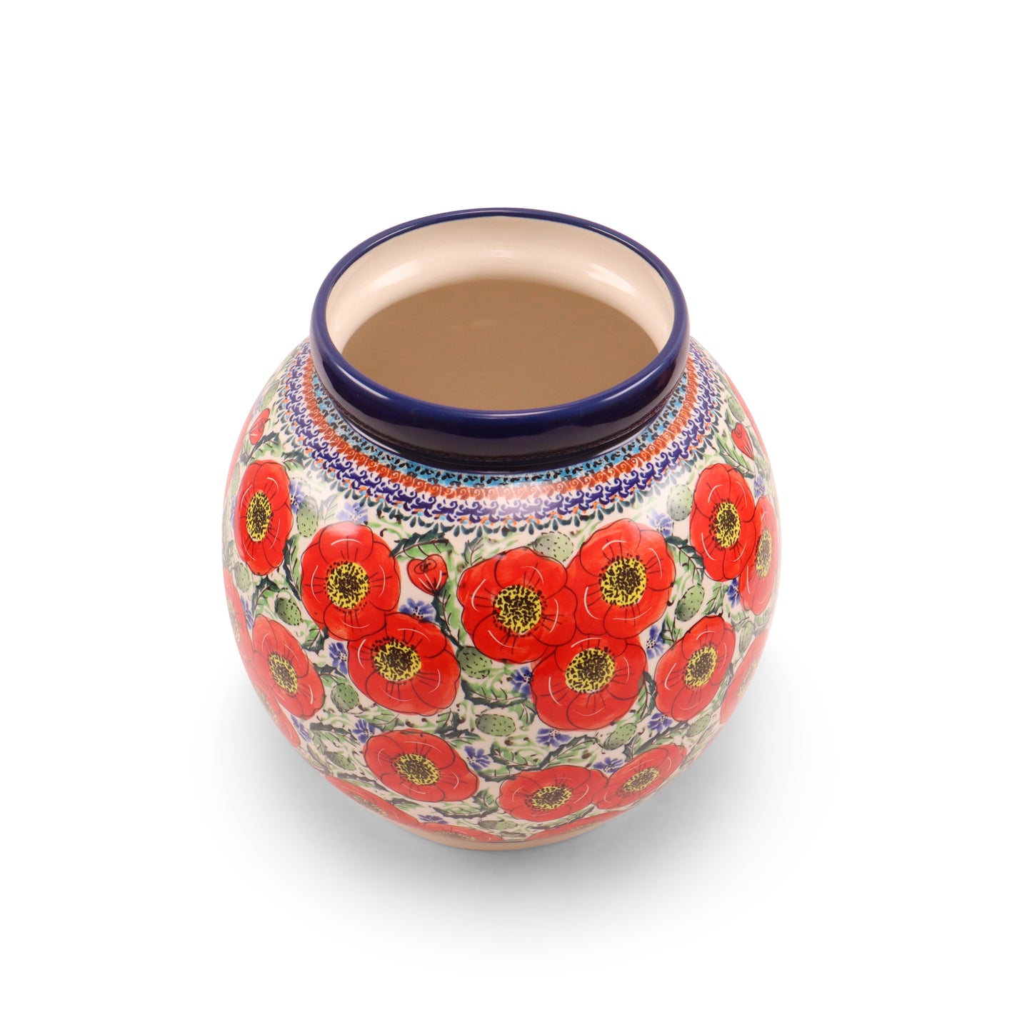 Large Round Vase. Pattern: Country Poppy