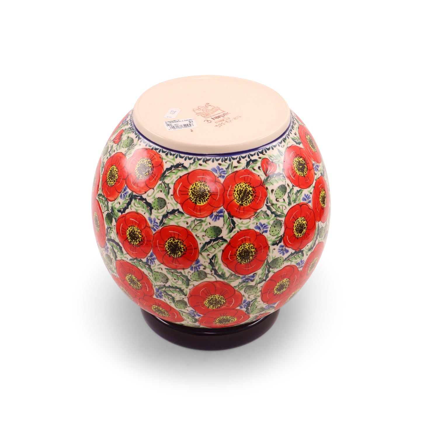 Large Round Vase. Pattern: Country Poppy