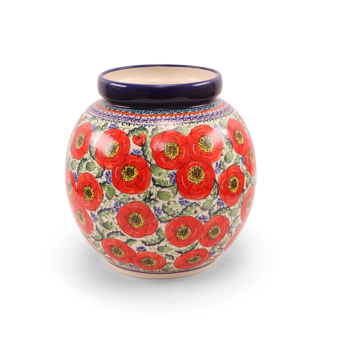 Large Round Vase. Pattern: Country Poppy