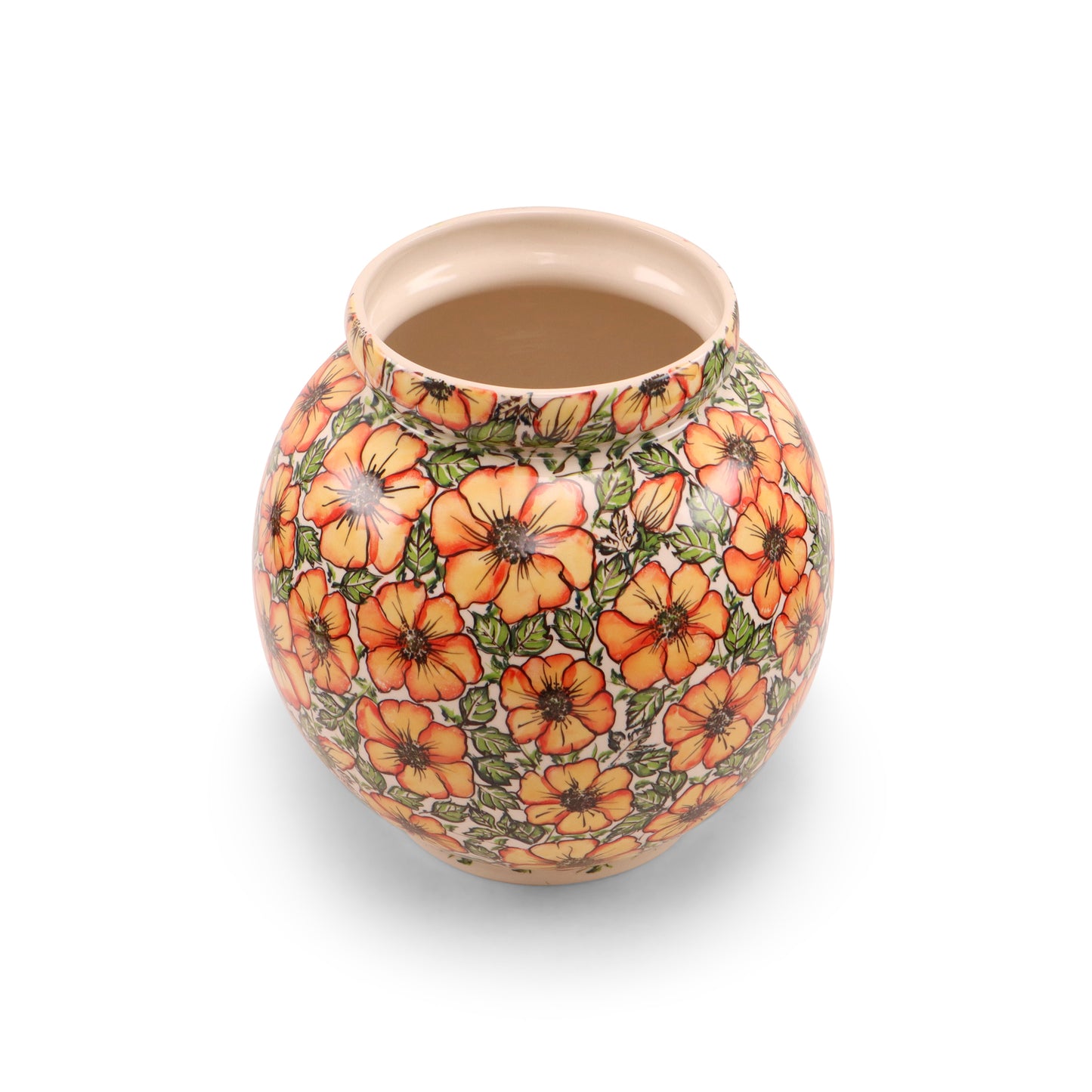 Large Round Vase. Pattern: Floral Flame