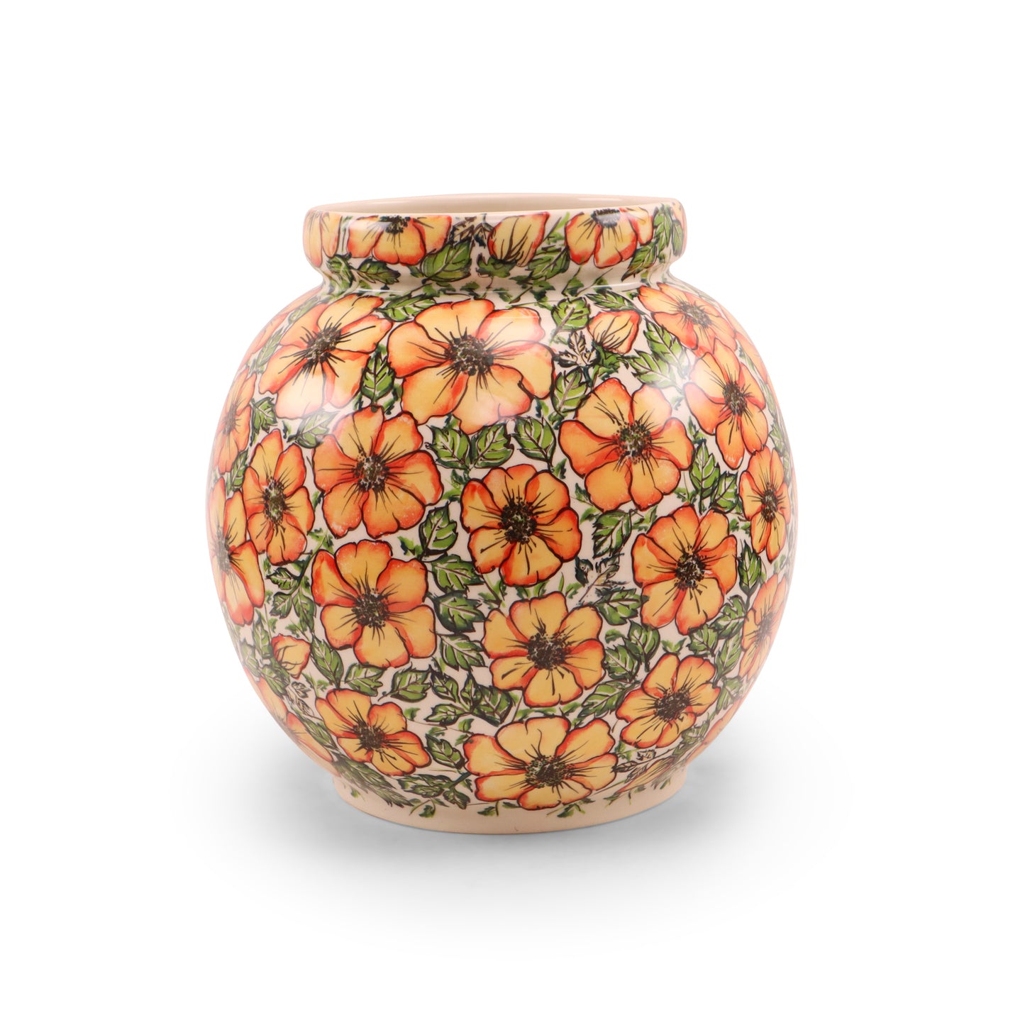 Large Round Vase. Pattern: Floral Flame