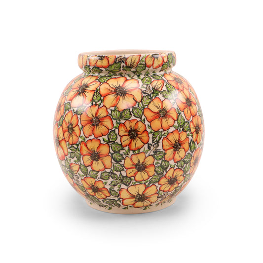 Large Round Vase. Pattern: Floral Flame