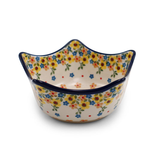 12oz Square Pedestal Mug. Pattern: Garden Path