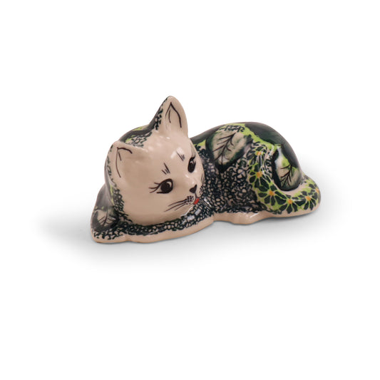 6"x3"x3.5" Cat Figurine.Pattern: Emerald City