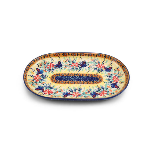 9"x6" Oval Tray.Pattern: Butterfly Escape