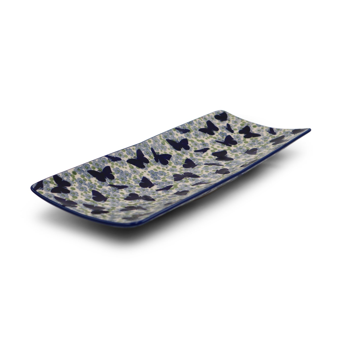 7.5"x5.5" Waved Rectangular Baker. Pattern: Orange Glow