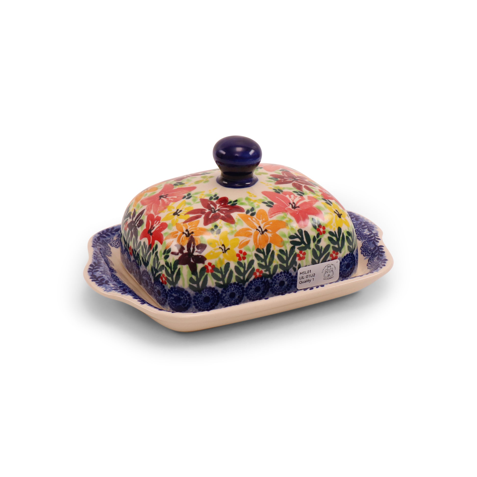 8"x4.5" Butter Dish. Pattern:Splash of Lillies