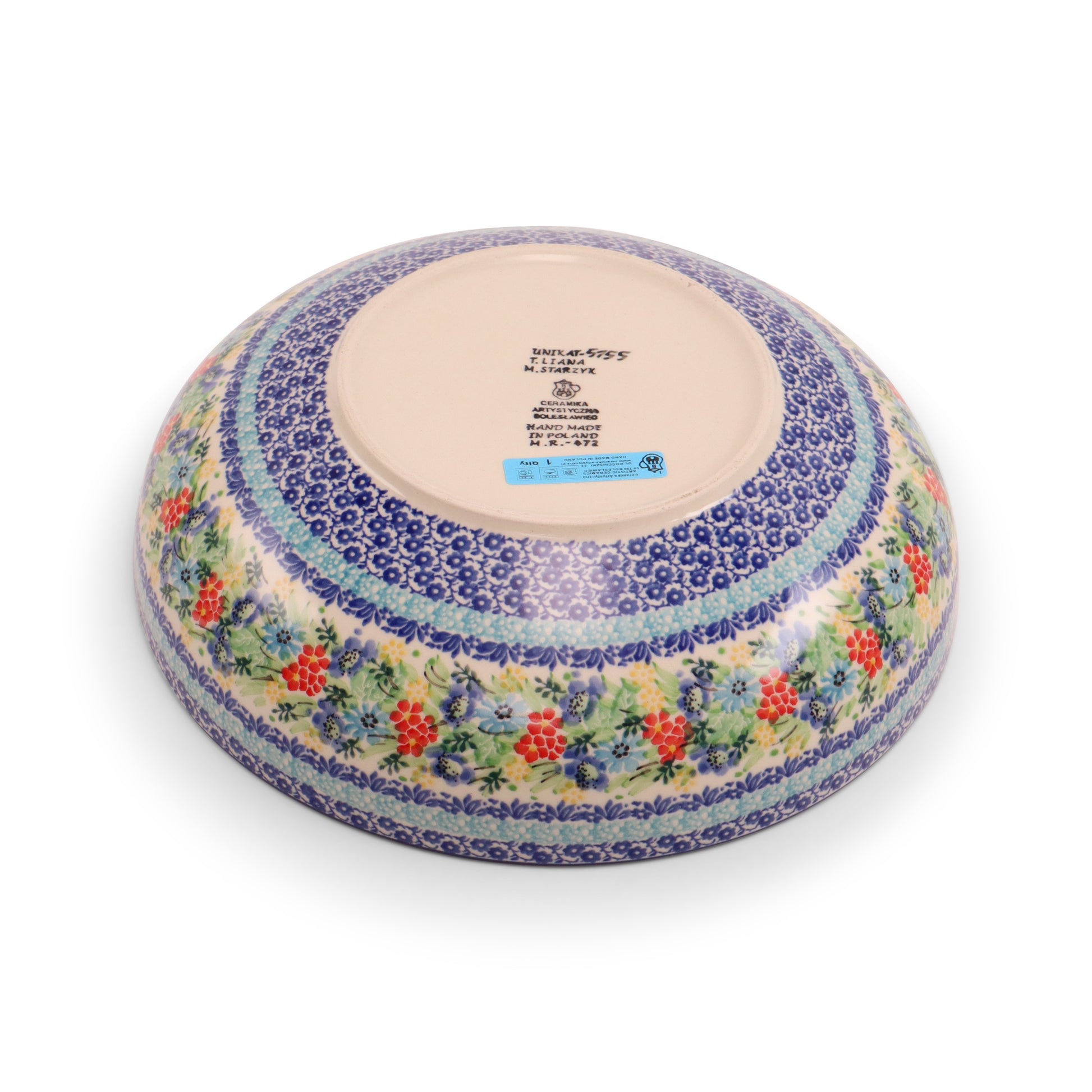 10.5"x3" Round Shallow Bowl.Pattern: Hummingbird Bliss