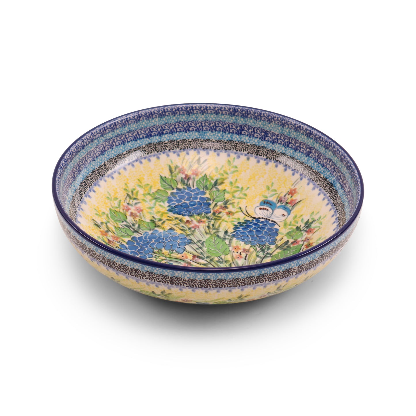 10.5"x3" Round Shallow Bowl.Pattern: Hydrangea