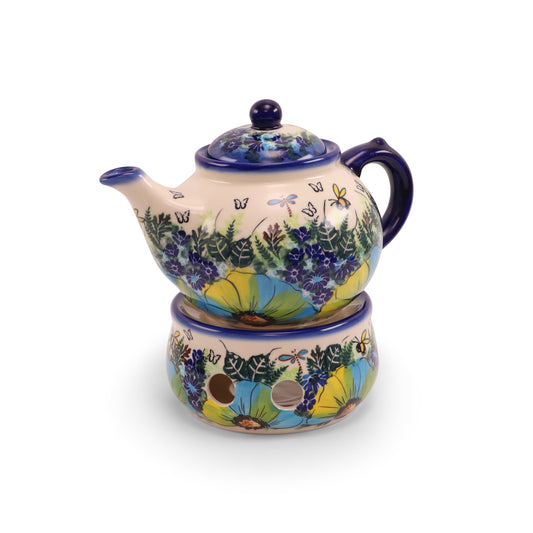 44oz Teapot with Warmer.Pattern: Buzzing Blooms