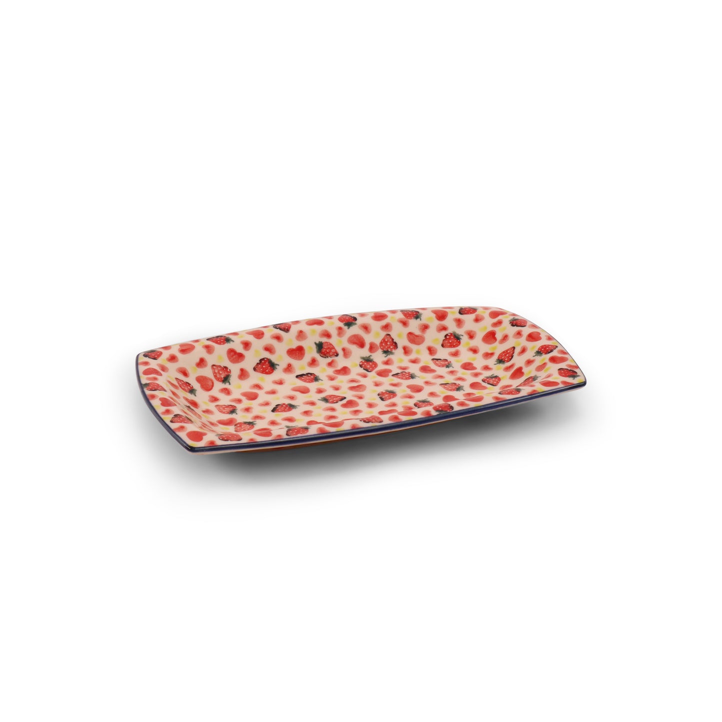 10"x6" Rectangular Dish. Pattern: Hearts And Strawberries