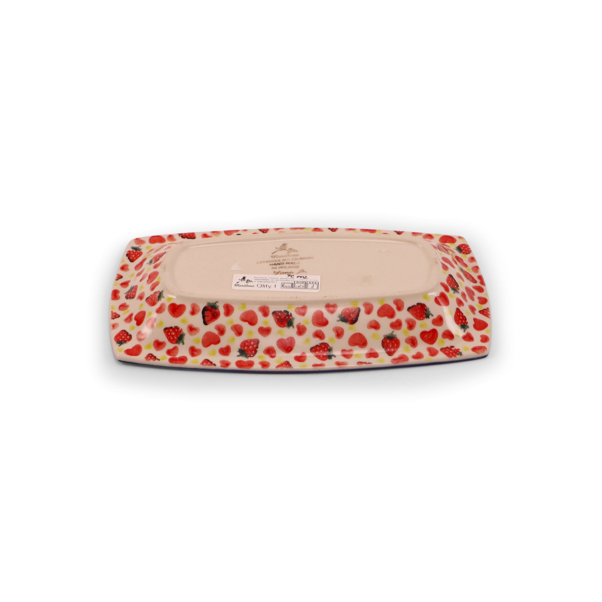 10"x6" Rectangular Dish. Pattern: Hearts And Strawberries