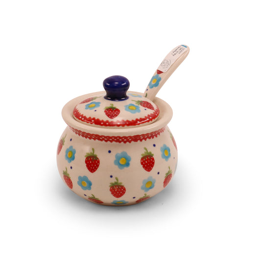 8oz Sugar Bowl with Spoon. Pattern: Berry Patch