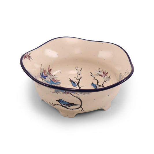 10"x4" Wavy Bowl on Pedestal.Pattern: Blue Maple