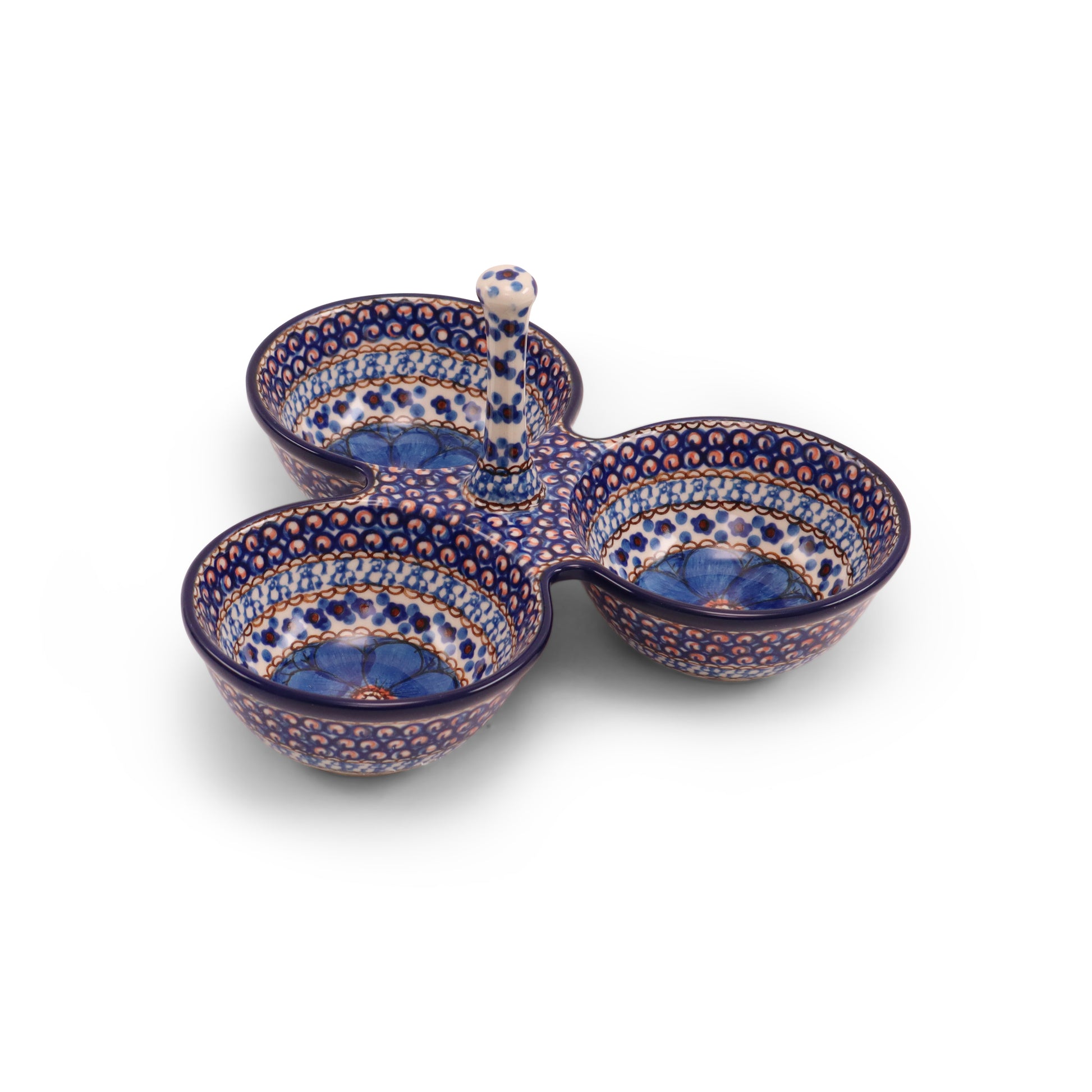 10"x5" Triple Dip Round Bowl.Pattern: Cobalt Chyla
