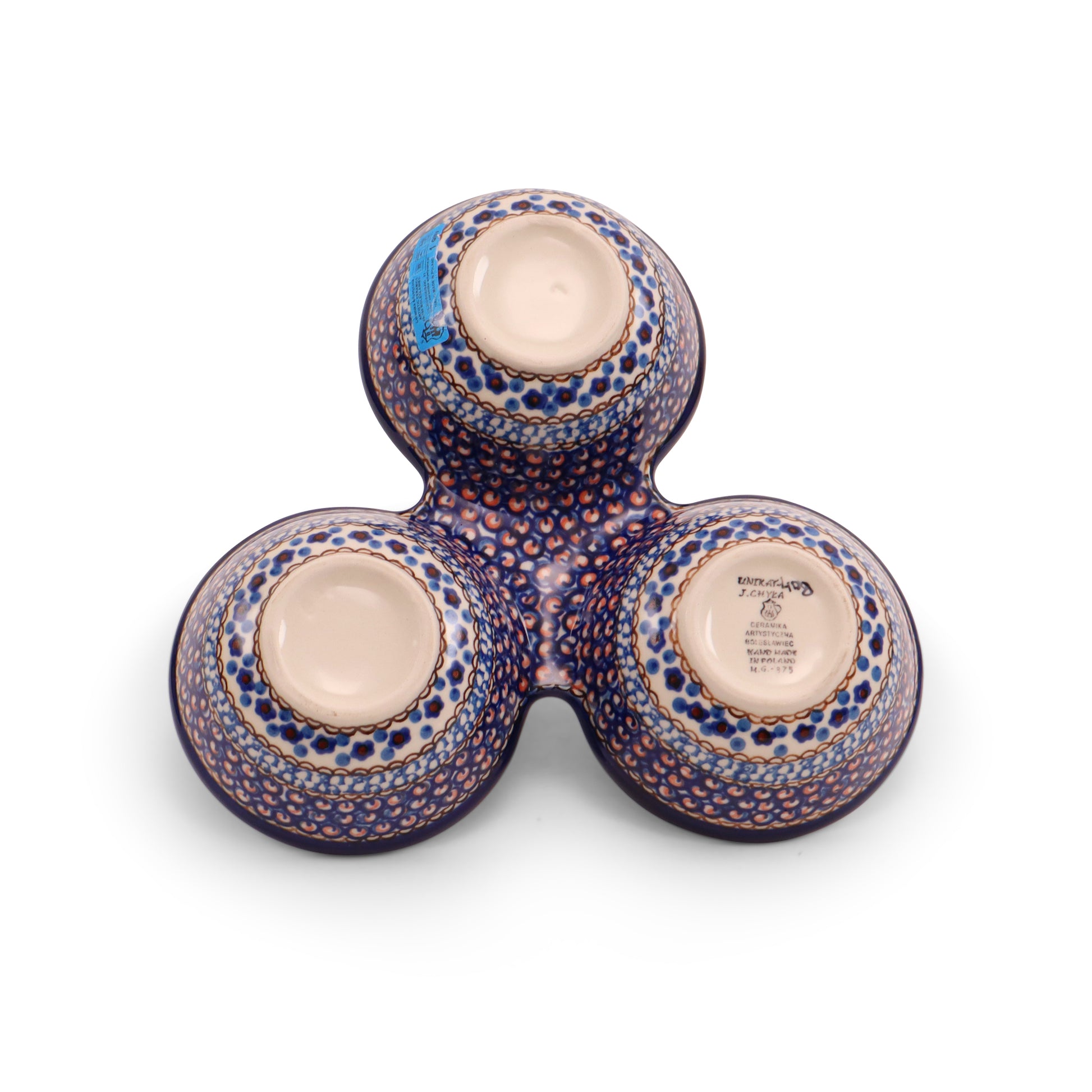 10"x5" Triple Dip Round Bowl.Pattern: Cobalt Chyla