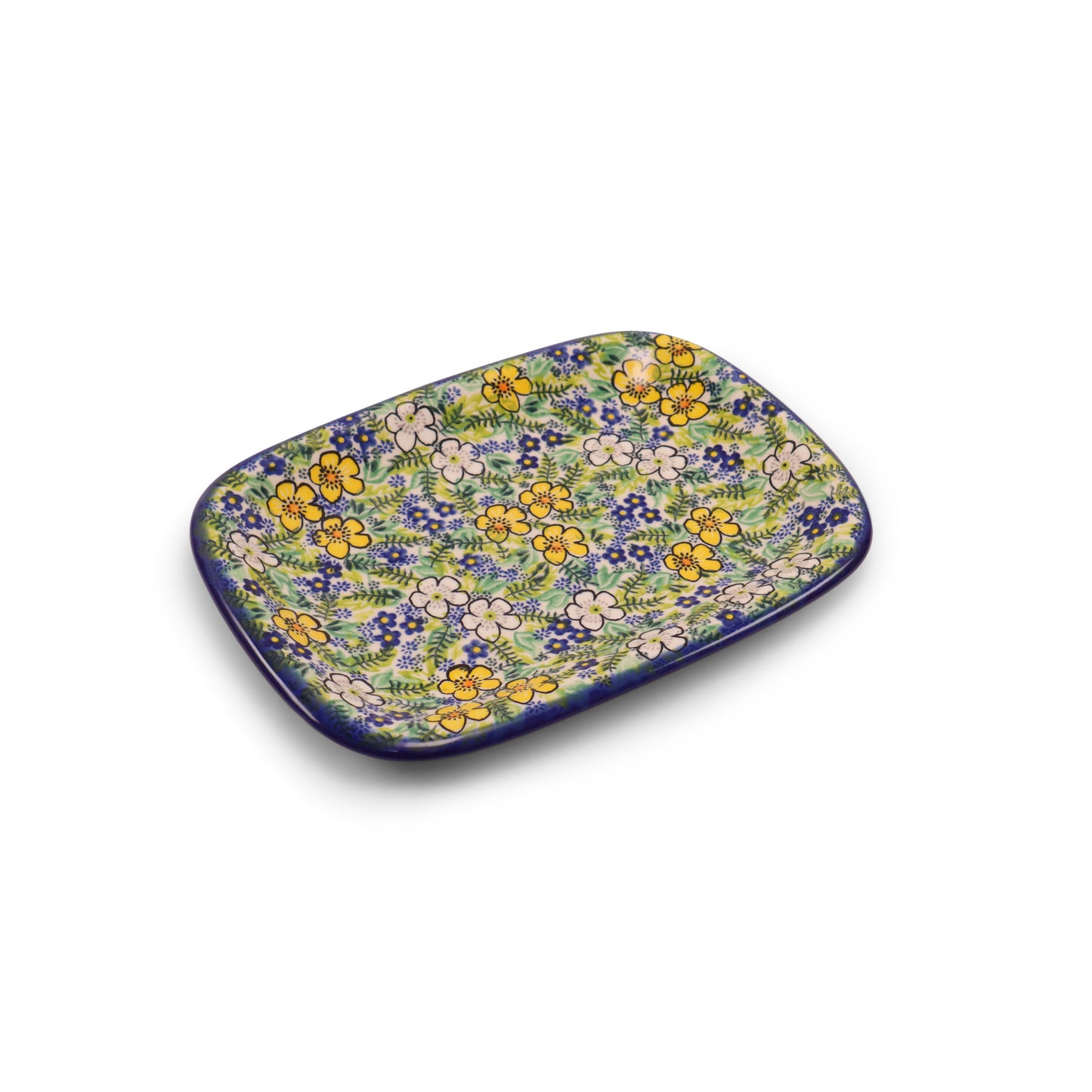 8"x11.5" Rectangular Platter. Pattern: Grazing Green