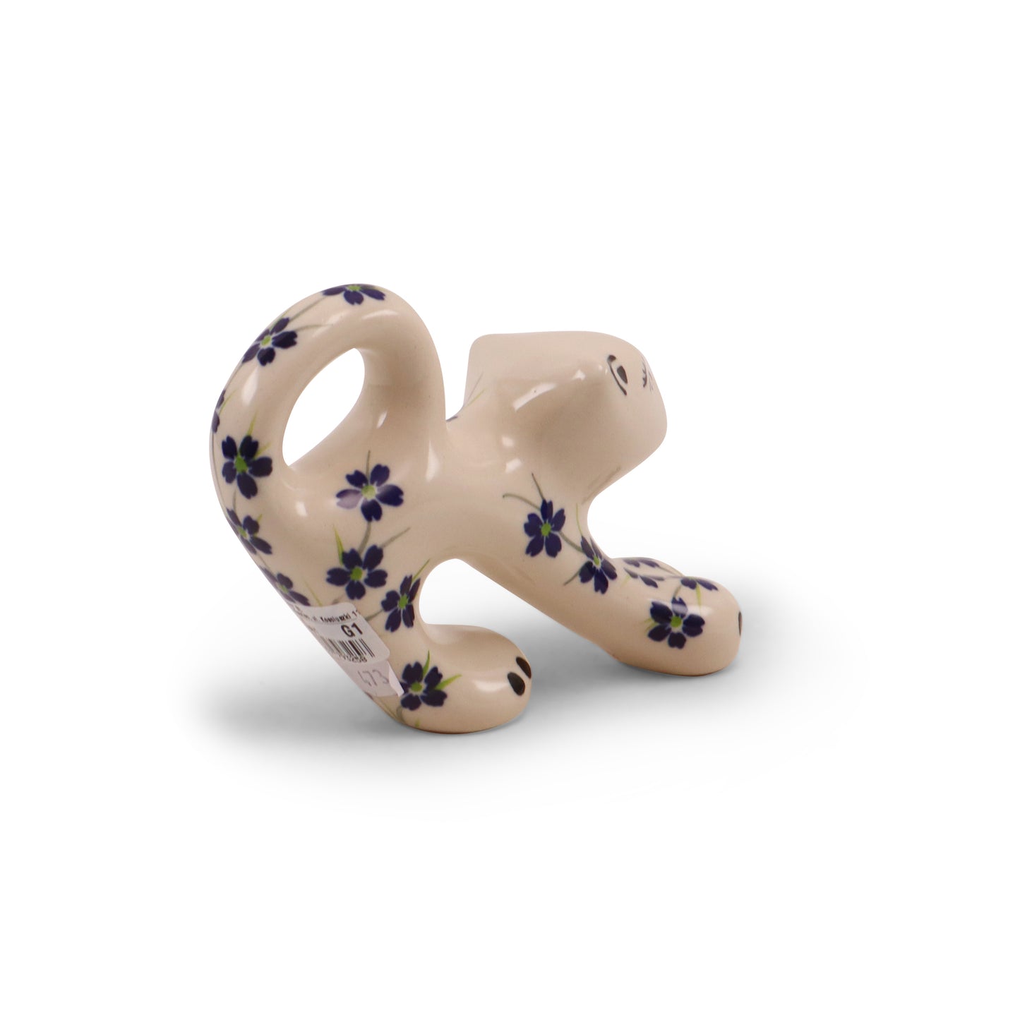 5"x4" Stretching Cat Figurine. Pattern: Summer Breeze