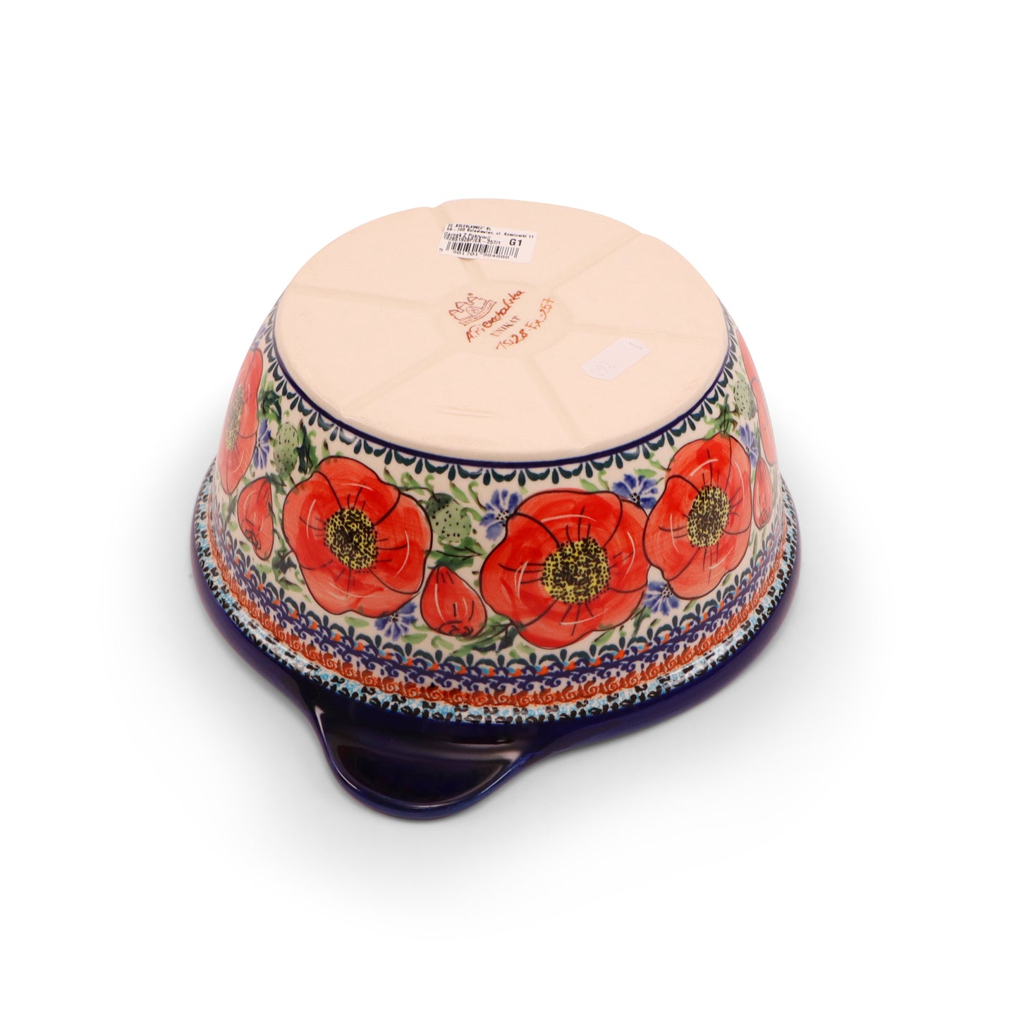 7.5"x3.5" Covered Baker With Handles Medium. Pattern: Country Poppy