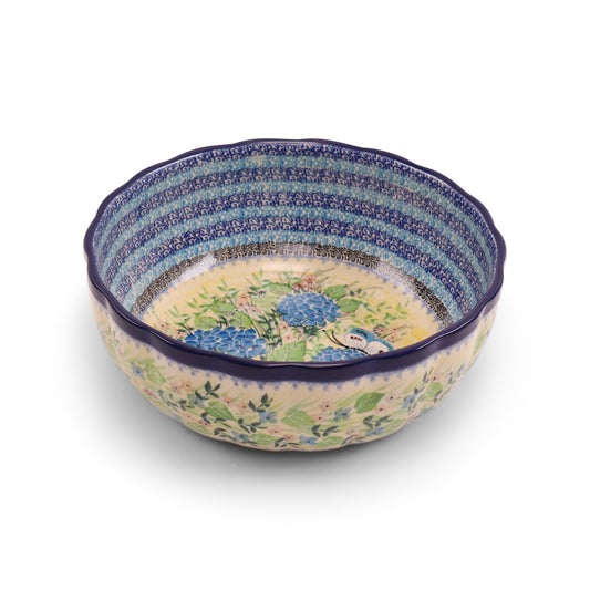 11"x4" Round Scalloped Bowl.Pattern: Hydrangea