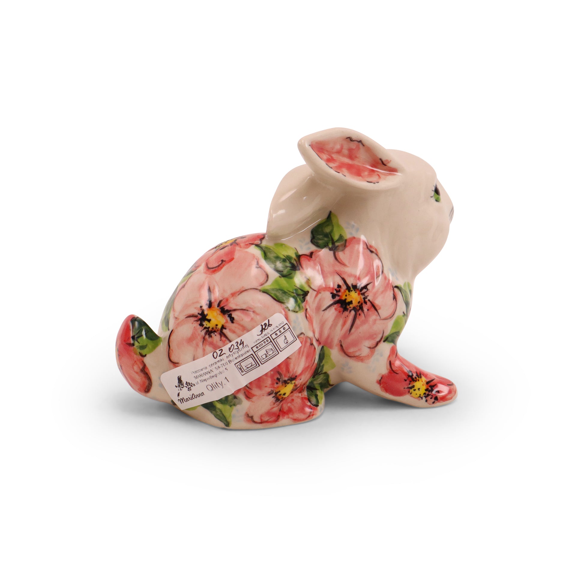 5"x6" Rabbit Figurine. Pattern: Peony