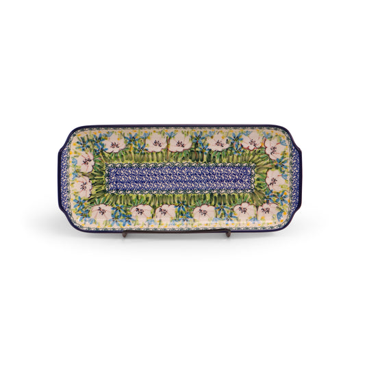 12.5"x6" Rectangular Tray with Handles.Pattern: Spring Meadow