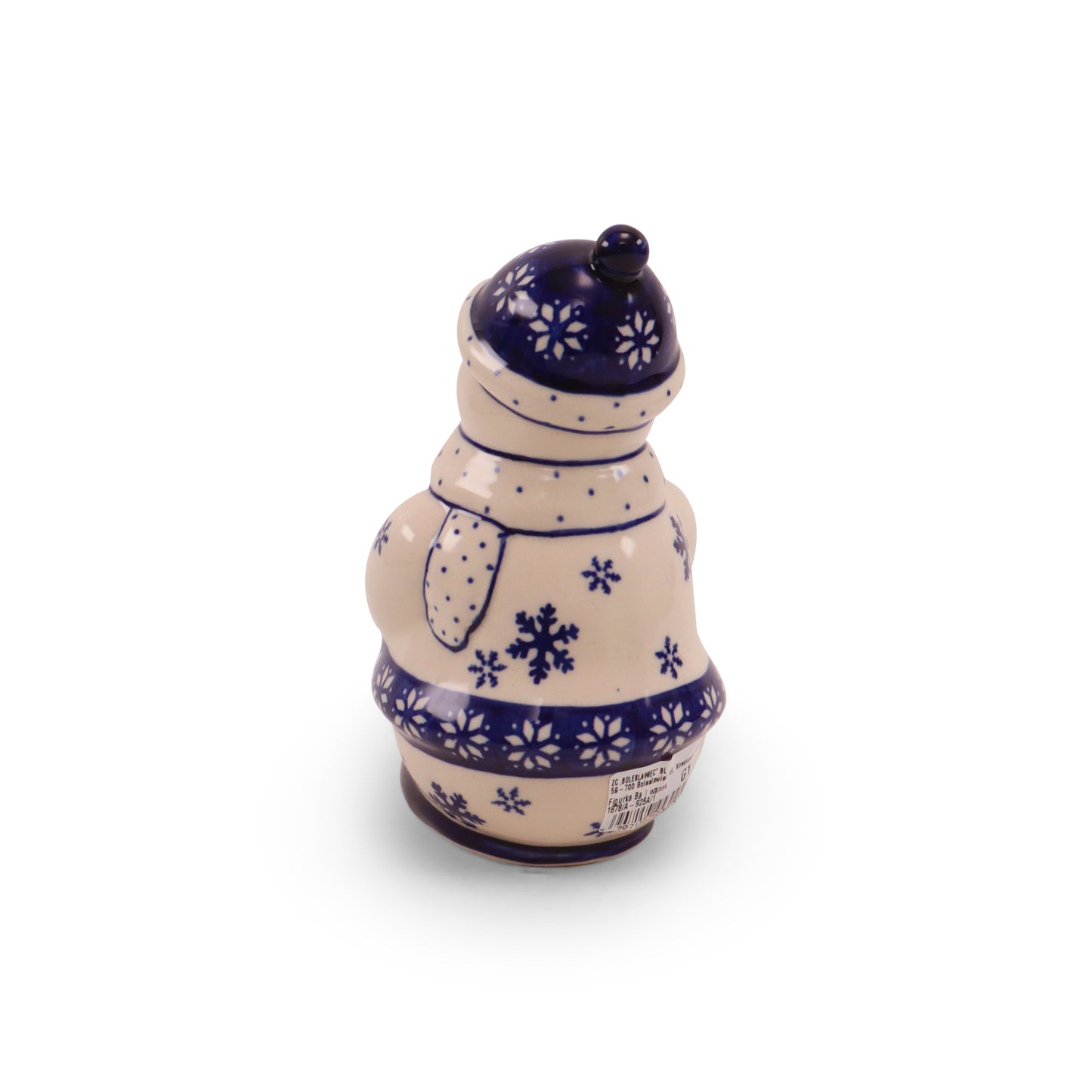 5" Snowman figurine. Pattern: Cobalt Snowflake