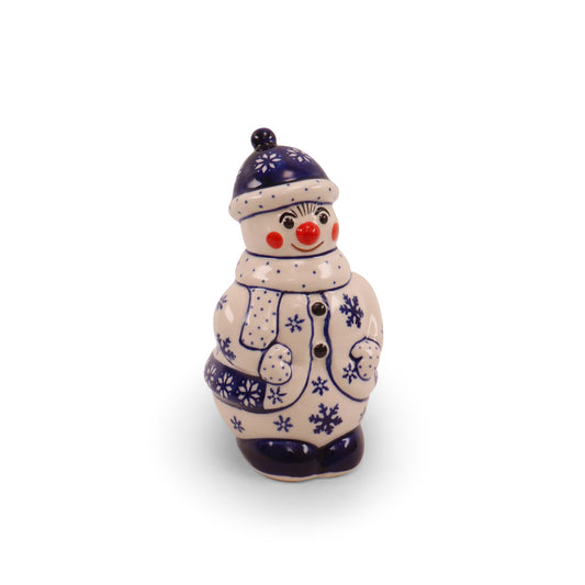 5" Snowman figurine. Pattern: Cobalt Snowflake