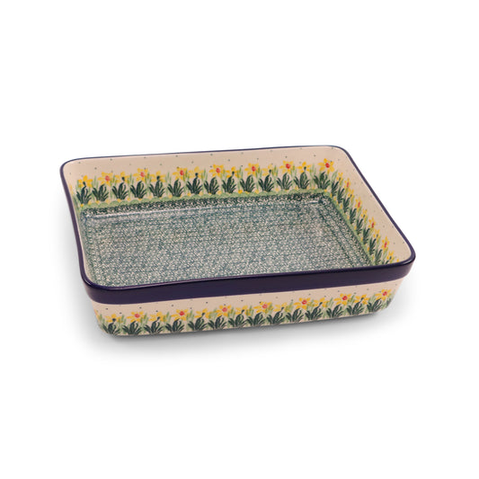 12.5x10.5"x3" Rectangular Baker .Pattern: Dazzling Daffodil