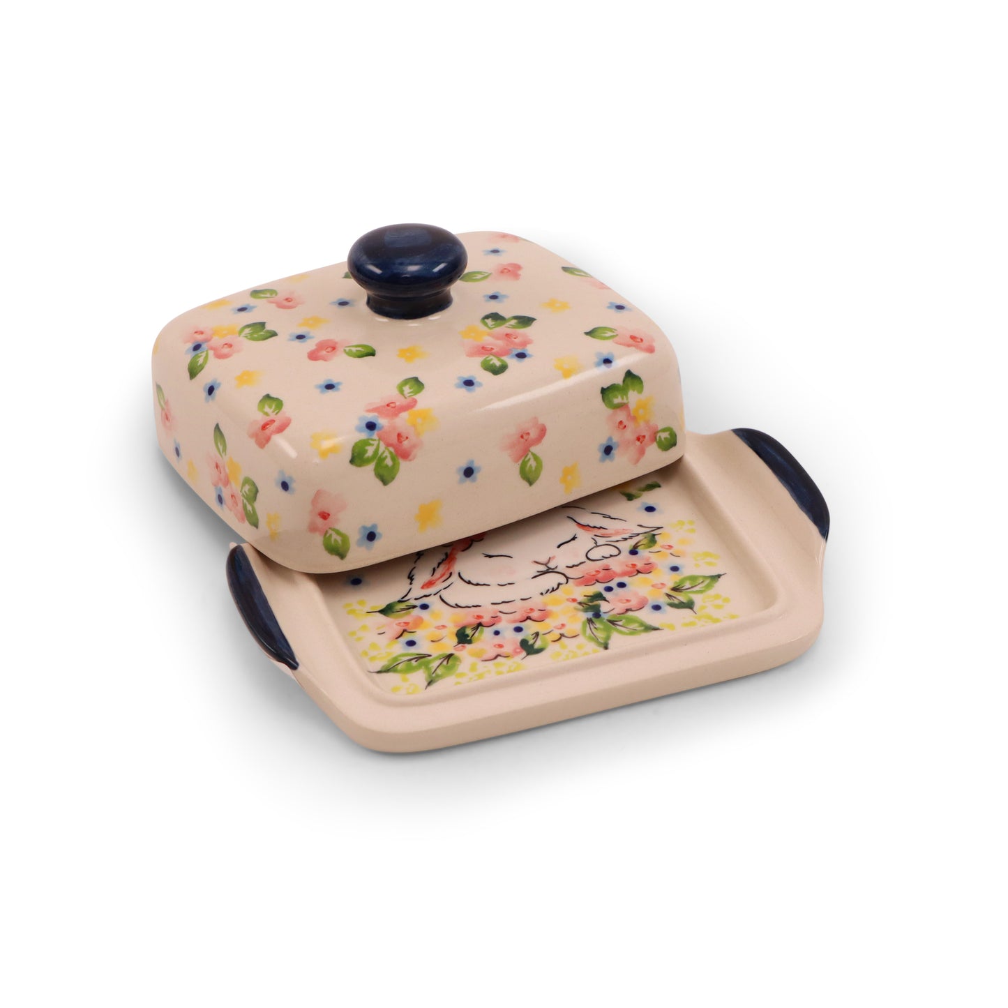 6"x4.5" LE Butter Dish. Pattern: Peachy