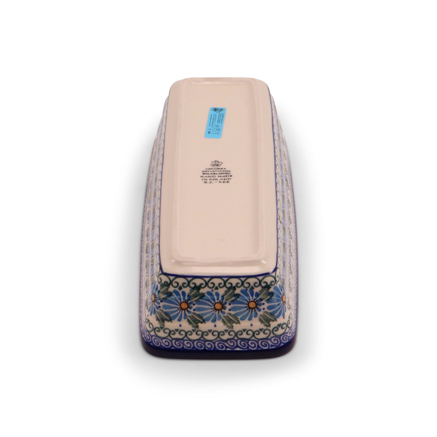 12"x4.5" Long Rectangular Baker.Pattern: Blue Breeze