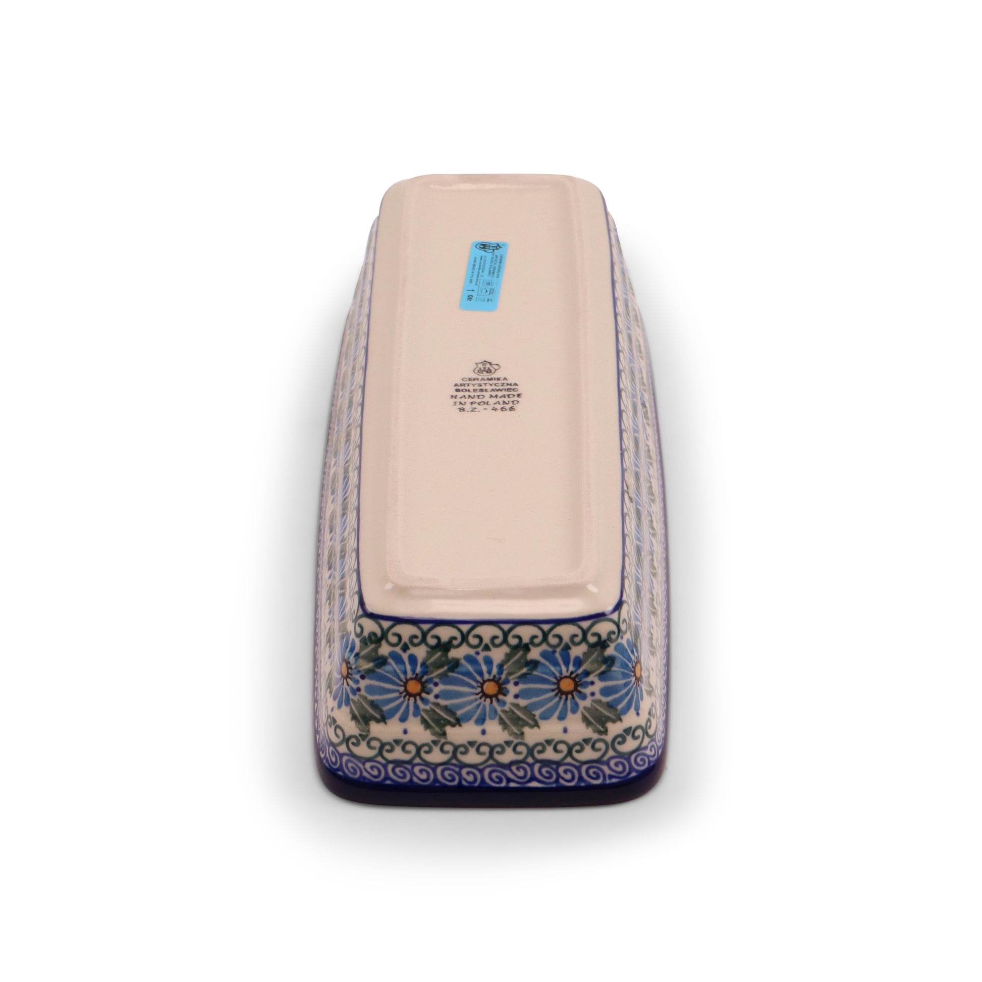 12"x4.5" Long Rectangular Baker.Pattern: Blue Breeze