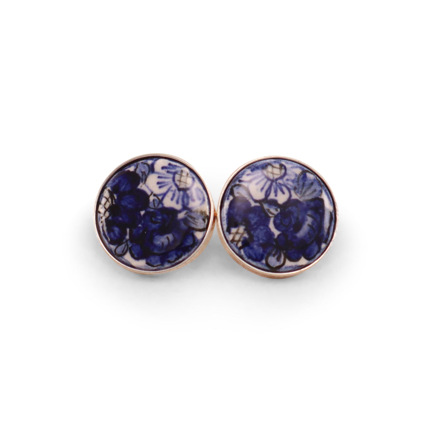 Ceramic Stud Earrings. Pattern: Dark Cobalt