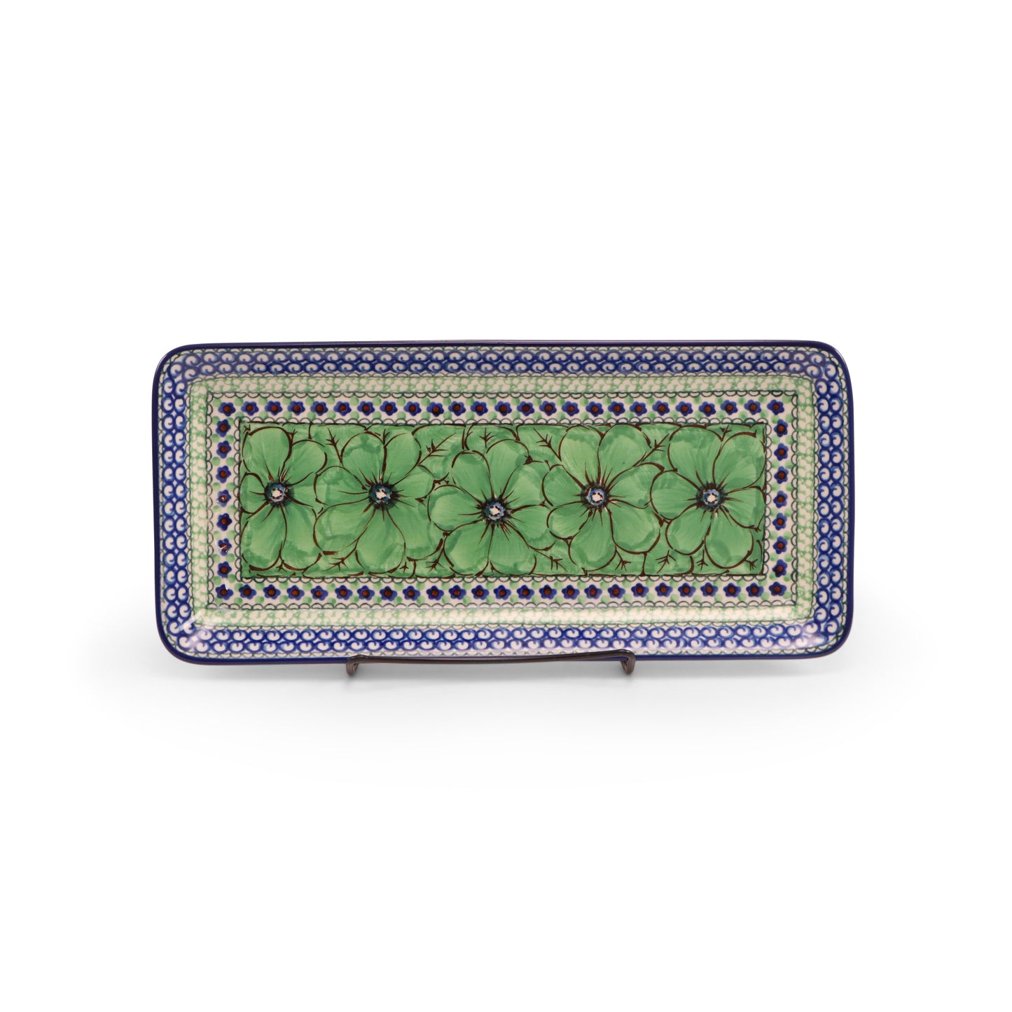 13.5"x6" Rectangular Tray.Pattern: Jade Poppy
