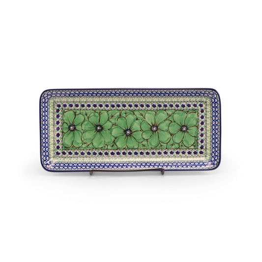 13.5"x6" Rectangular Tray.Pattern: Jade Poppy