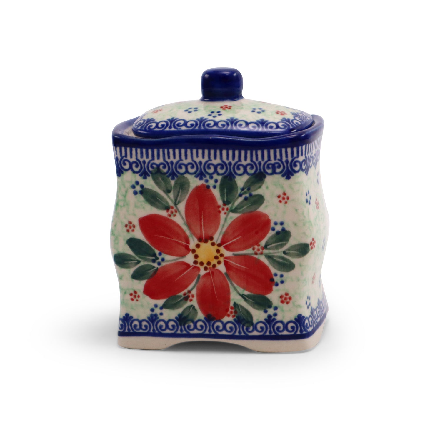 3.5"x4" Container.Pattern: Red Flower