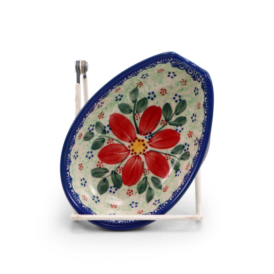 5"x3.5" Spoon Rest.Pattern: Red flower