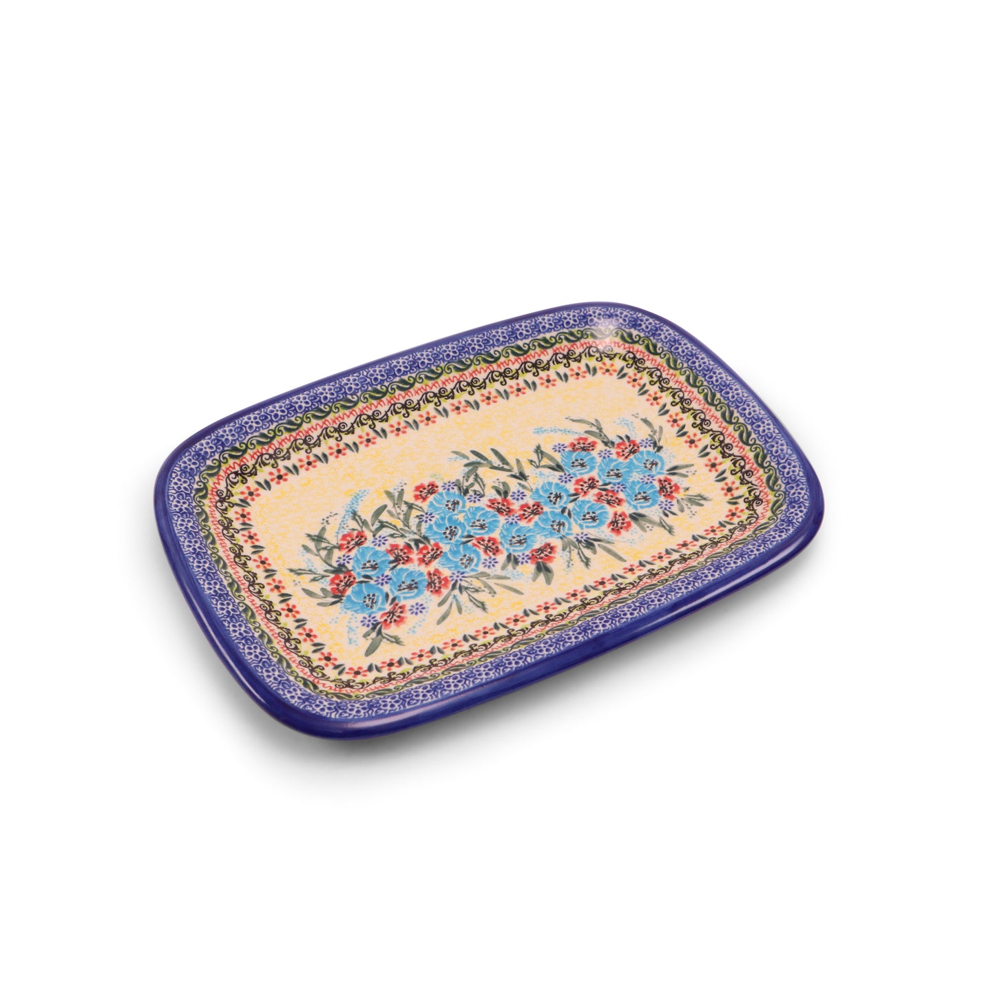 10"x13.5" Rectangular Platter. Pattern: Autumn Aqua