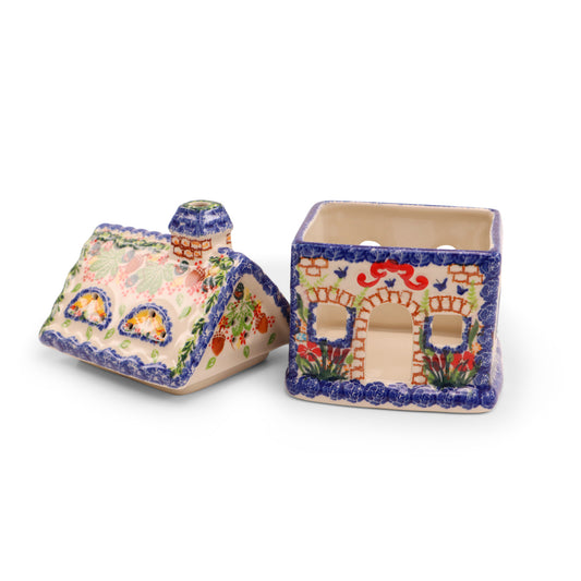 8"x5"x4" House Luminary. Pattern: Autumn Charm
